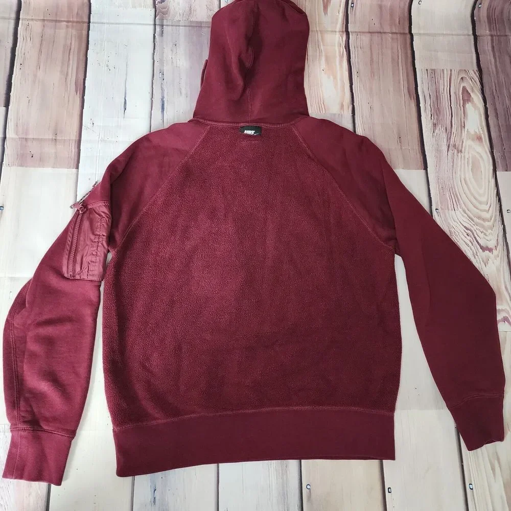 Nike Sportswear Block Futura Hoodie Mens Small Burgundy Raised Logo Reverse Back